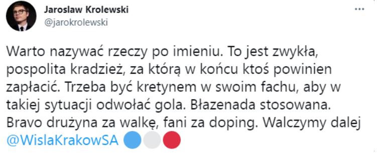 MOCNE SŁOWA współwłaściciela Wisły Kraków po meczu z Lechem O.o